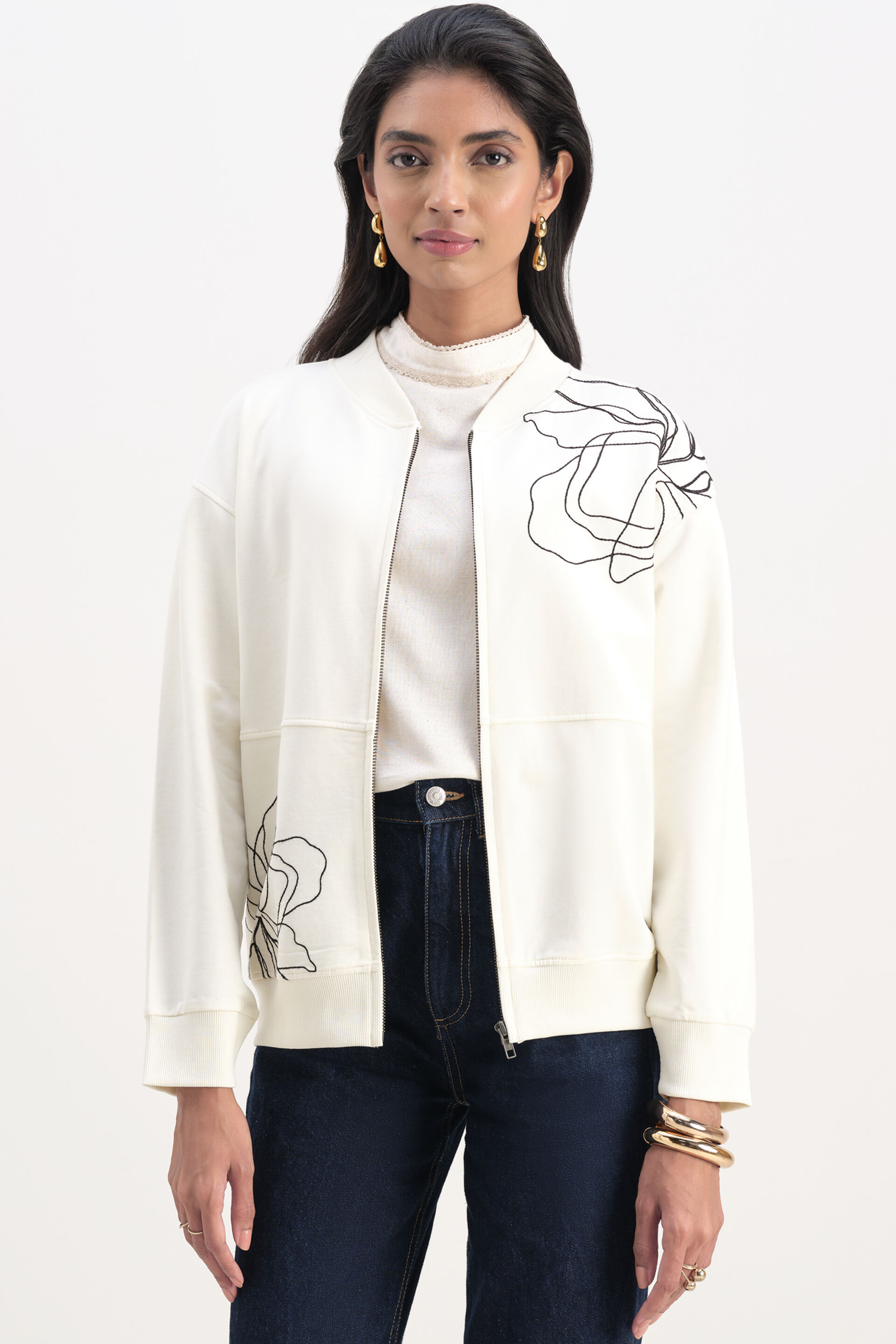 Blair Cream Cotton Jacket, Cream, image 1